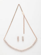 NVR Women's Rose Gold-Polished CZ-Studded Jewellery Set | Grocsy