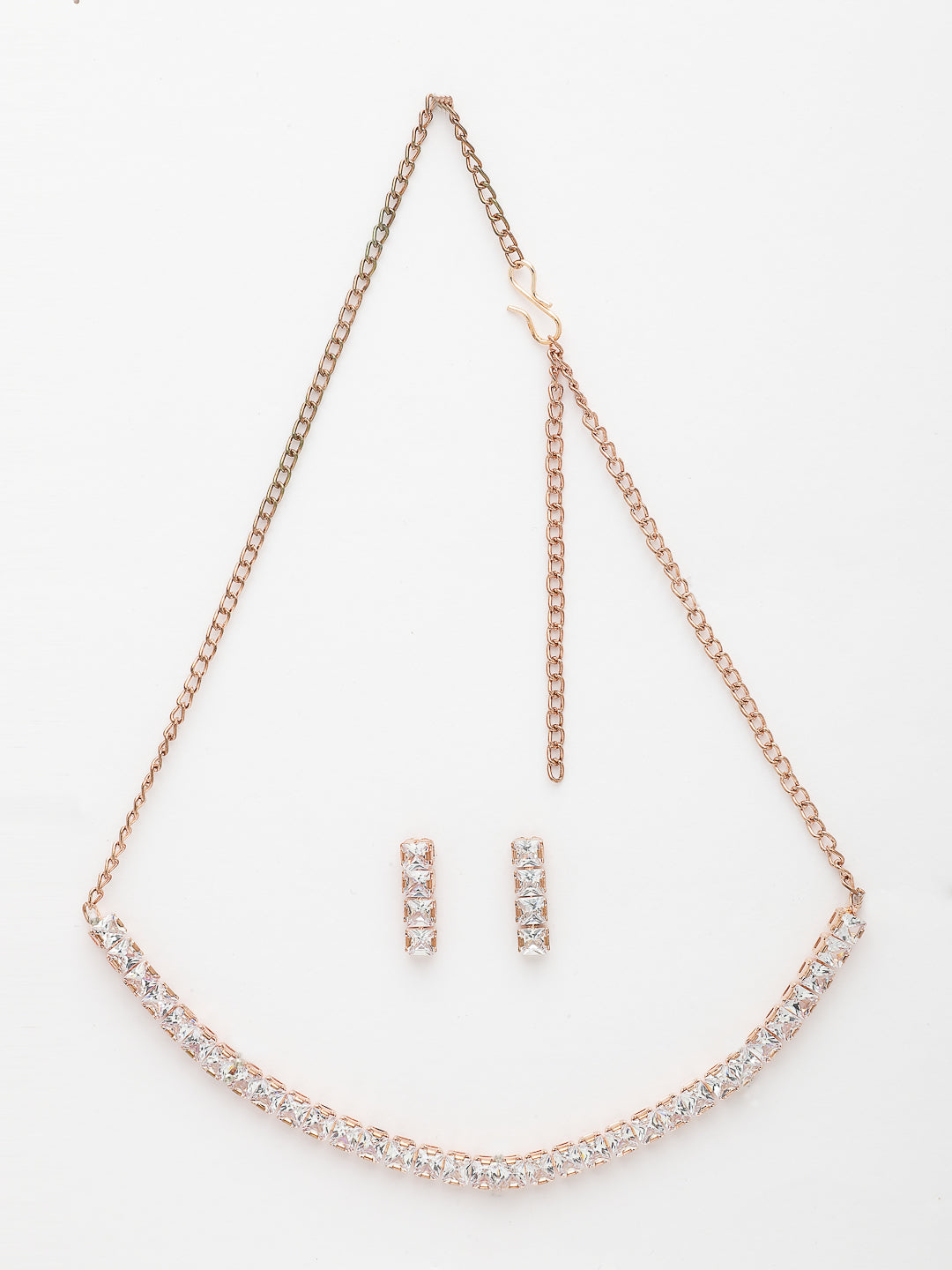 NVR Women's Rose Gold-Polished CZ-Studded Jewellery Set | Grocsy