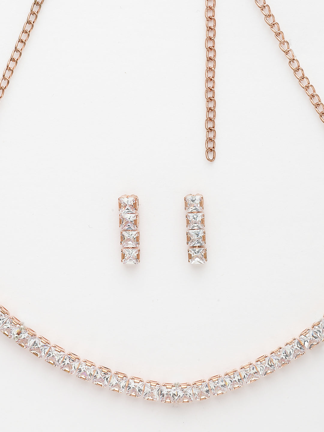 NVR Women's Rose Gold-Polished CZ-Studded Jewellery Set | Grocsy