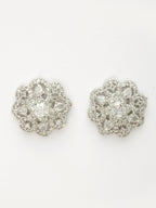 NVR Women's Silver-Plated AD- Studded Circular Shaped Studs Earring | Grocsy