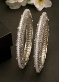 NVR Women's Set of 2 Silver-Plated American Diamond Studded Bangles | Grocsy