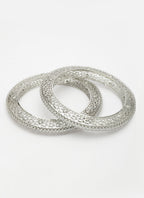 NVR Women's Set of 2 Silver-Plated American Diamond Studded Bangles | Grocsy