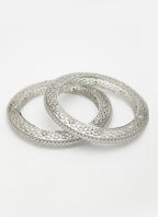 NVR Women's Set of 2 Silver-Plated American Diamond Studded Bangles | Grocsy