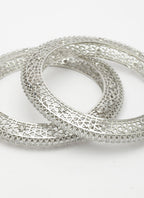 NVR Women's Set of 2 Silver-Plated American Diamond Studded Bangles | Grocsy