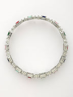 NVR Women's Set of 2 Multicolor Silver-Plated American Diamond Studded Bangles | Grocsy