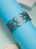 NVR Women's Rhodium-Plated Cuff Bracelet | Grocsy