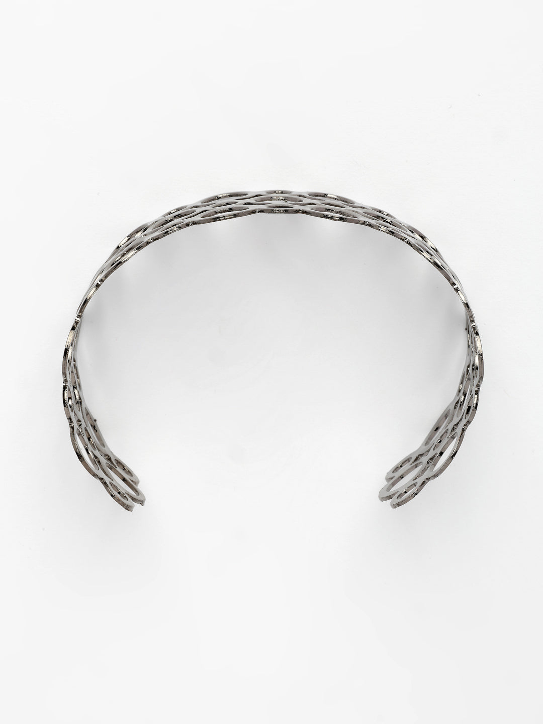 NVR Women's Rhodium-Plated Cuff Bracelet | Grocsy