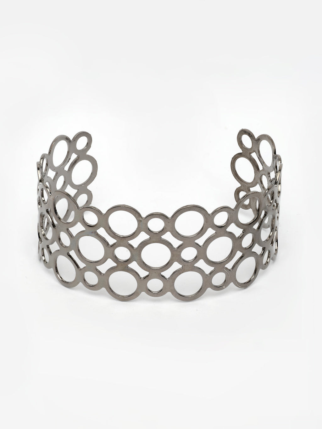 NVR Women's Rhodium-Plated Cuff Bracelet | Grocsy