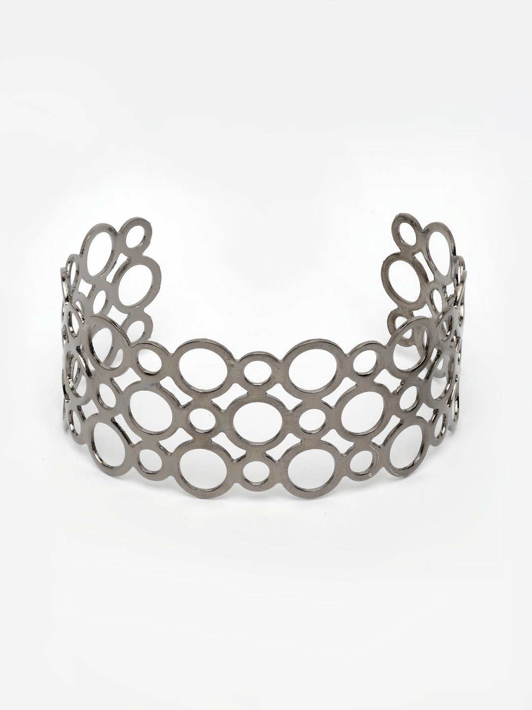 NVR Women's Rhodium-Plated Cuff Bracelet | Grocsy