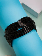 NVR Women's Black Artificial Beads Western Cuff Bracelet | Grocsy