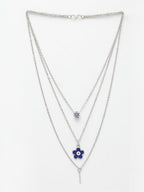 NVR Women's Silver-Toned Artificial Stones Floral Layered Chain | Grocsy