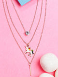 NVR Women's Rose Gold-Polished Artificial Stones Unicorn Layered Chain | Grocsy