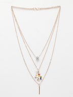 NVR Women's Rose Gold-Polished Artificial Stones Unicorn Layered Chain | Grocsy