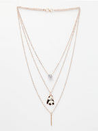 NVR Women's Rose Gold-Polished Artificial Stones Panda Layered Chain | Grocsy