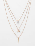 NVR Women's Rose Gold-Polished Artificial Stones Butterfly-shaped Layered Chain | Grocsy