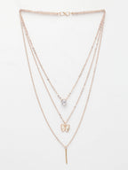 NVR Women's Rose Gold-Polished Artificial Stones Butterfly-shaped Layered Chain | Grocsy