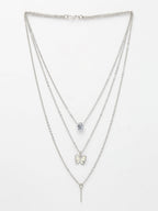 NVR Women's Silver-Toned Artificial Stones Butterfly-shaped Layered Chain | Grocsy