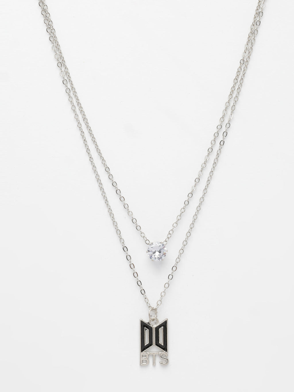 NVR Women's Silver-Toned Artificial Stones Layered Chain | Grocsy