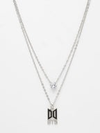 NVR Women's Silver-Toned Artificial Stones Layered Chain | Grocsy