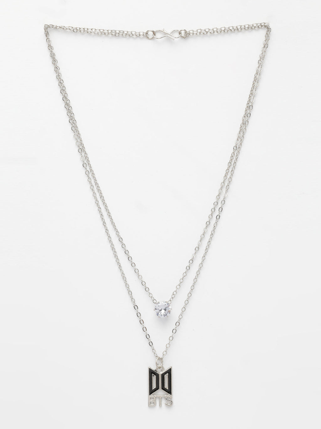 NVR Women's Silver-Toned Artificial Stones Layered Chain | Grocsy