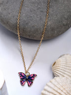 NVR Women's Gold-Polished Chain With Butterfly Pendant | Grocsy