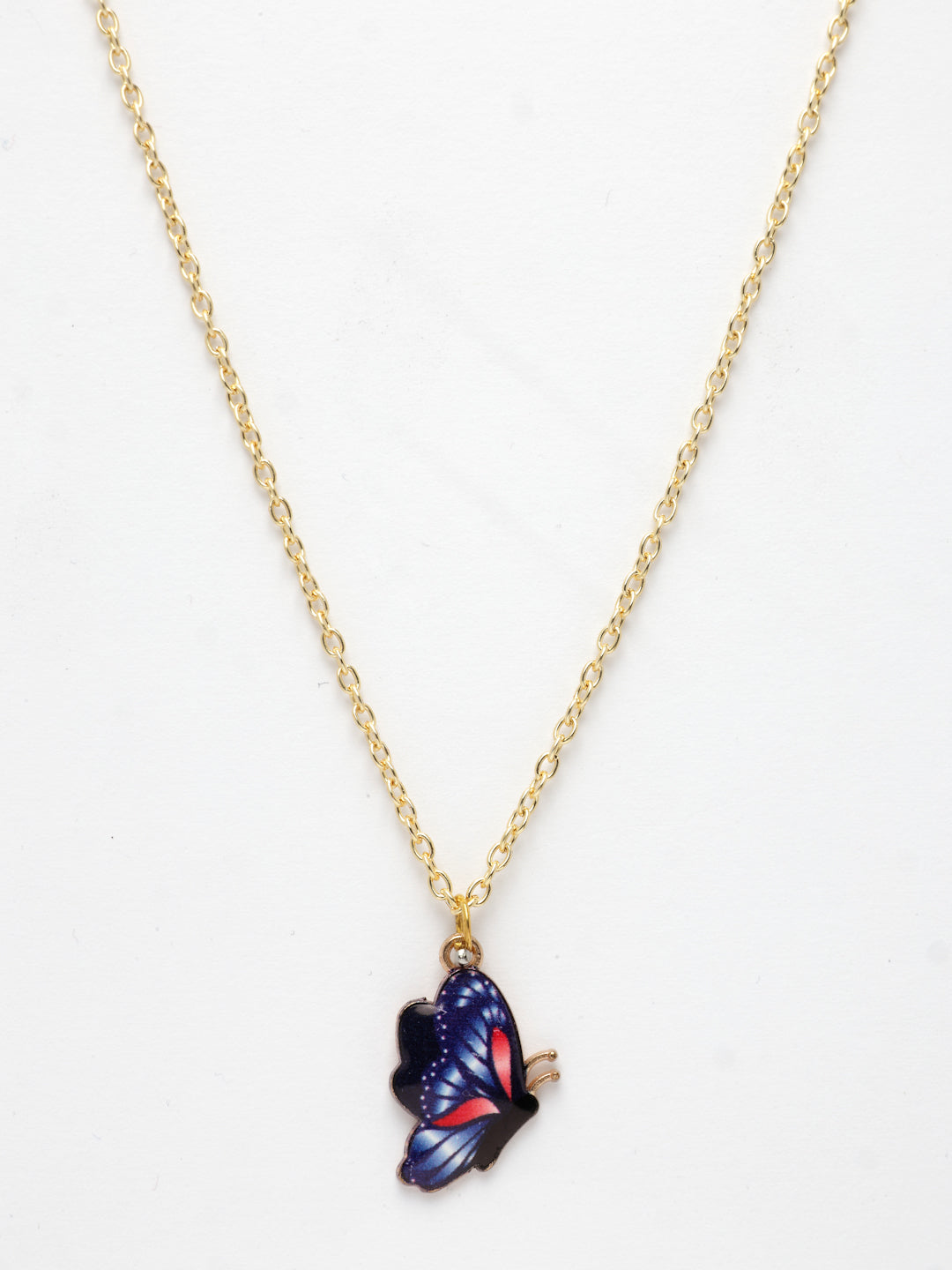 NVR Women's Gold-Polished Chain With Butterfly Pendant | Grocsy