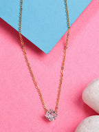 NVR Women's Gold-Polished Artificial Stones Pendant with Chain | Grocsy