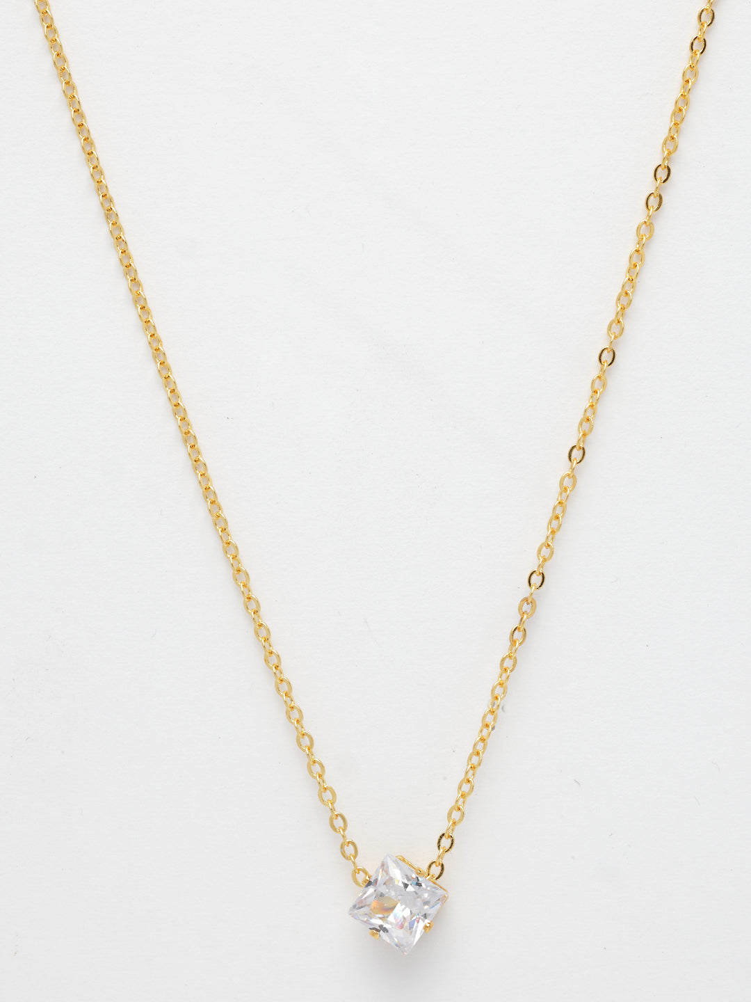 NVR Women's Gold-Polished Artificial Stones Pendant with Chain | Grocsy