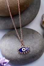 NVR Women's Rose Gold-Polished Chain With Evil Eye Pendant | Grocsy