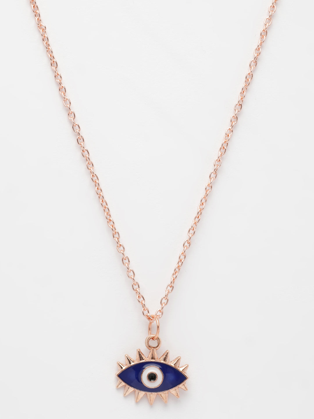NVR Women's Rose Gold-Polished Chain With Evil Eye Pendant | Grocsy