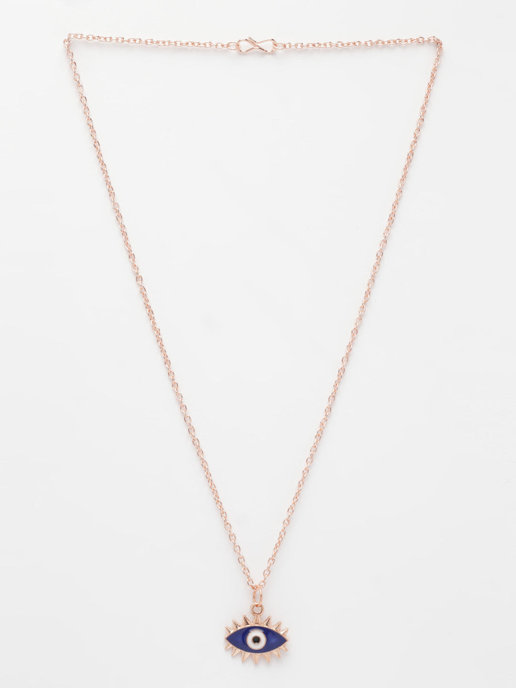 NVR Women's Rose Gold-Polished Chain With Evil Eye Pendant | Grocsy