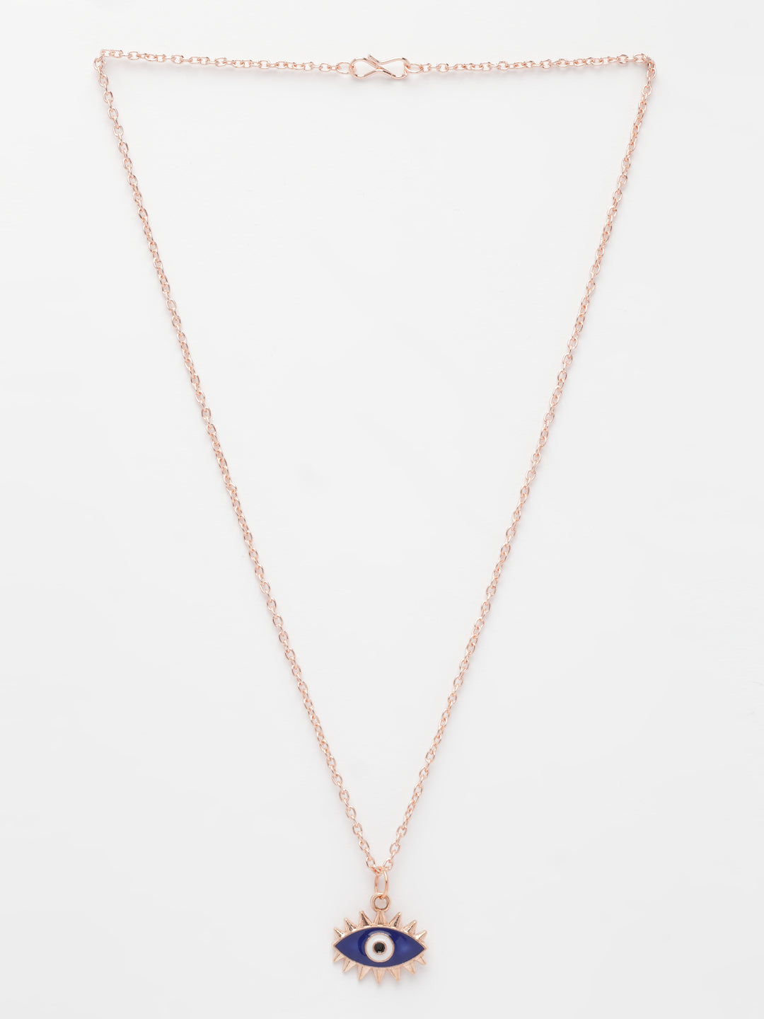 NVR Women's Rose Gold-Polished Chain With Evil Eye Pendant | Grocsy