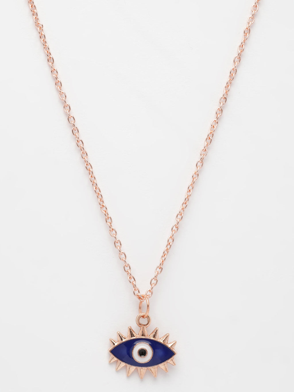 NVR Women's Rose Gold-Polished Chain With Evil Eye Pendant | Grocsy