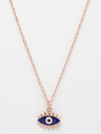 NVR Women's Rose Gold-Polished Chain With Evil Eye Pendant | Grocsy