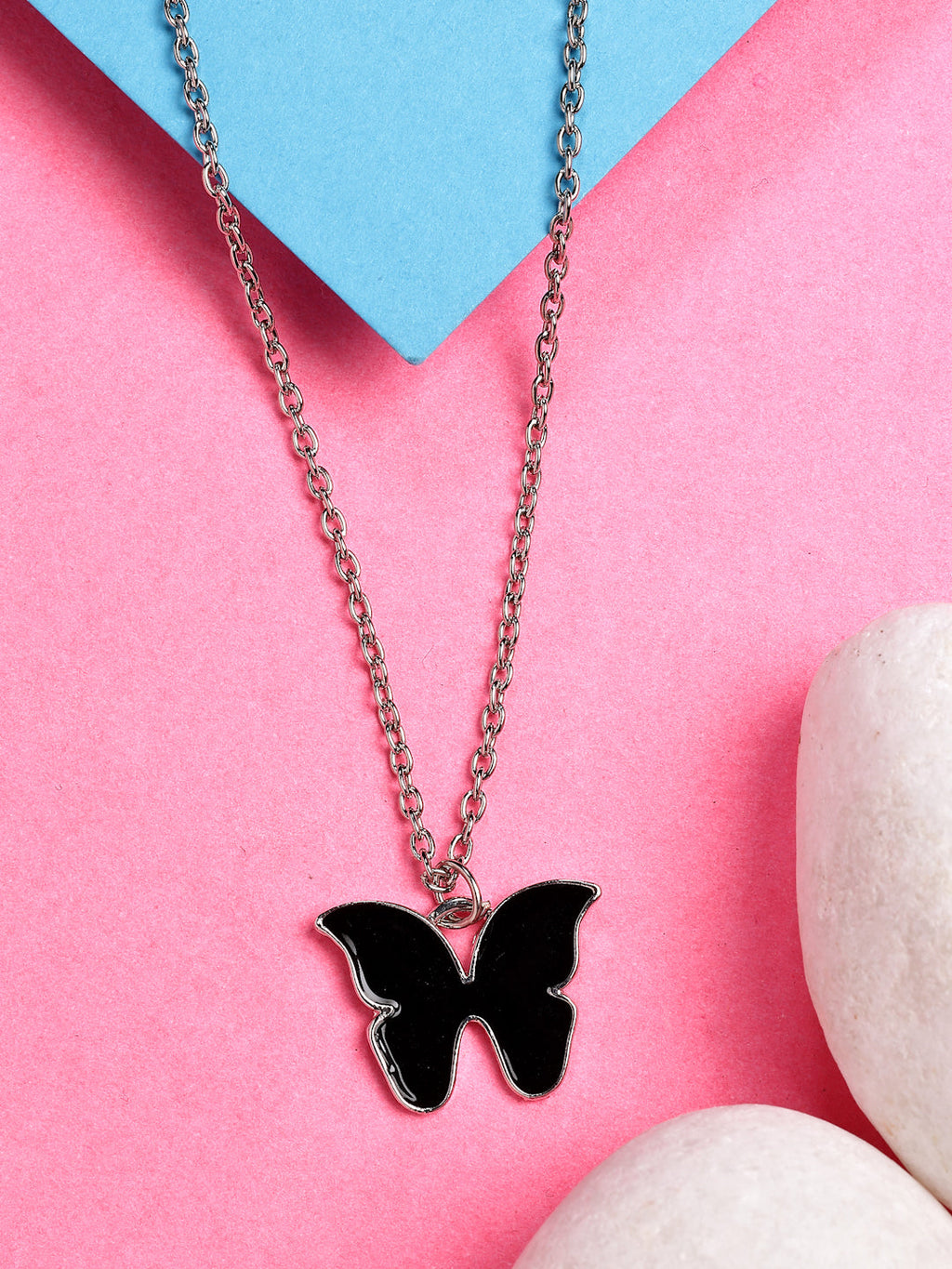 NVR Women's Silver-Plated Chain With Butterfly Pendant | Grocsy
