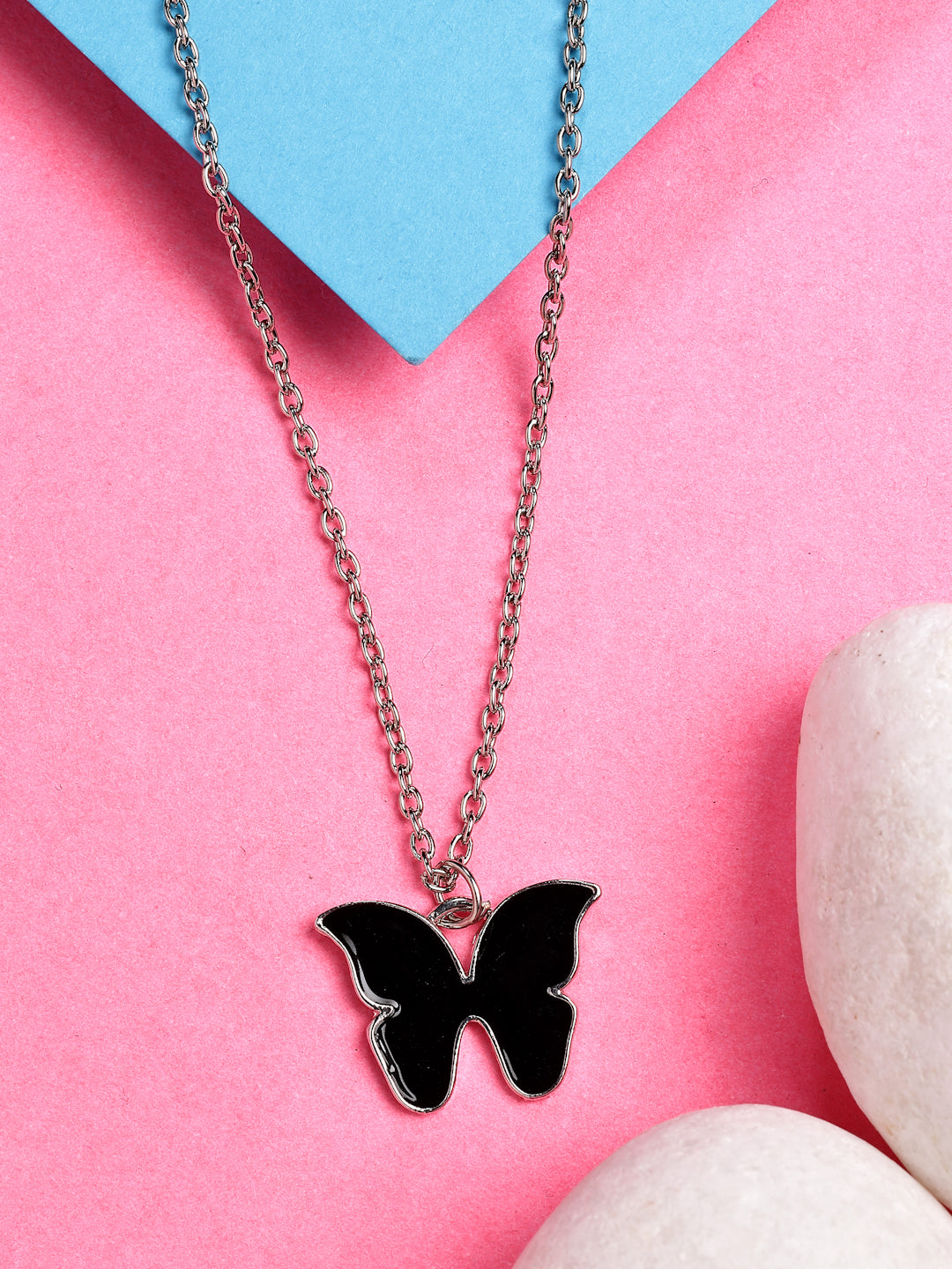 NVR Women's Silver-Plated Chain With Butterfly Pendant | Grocsy