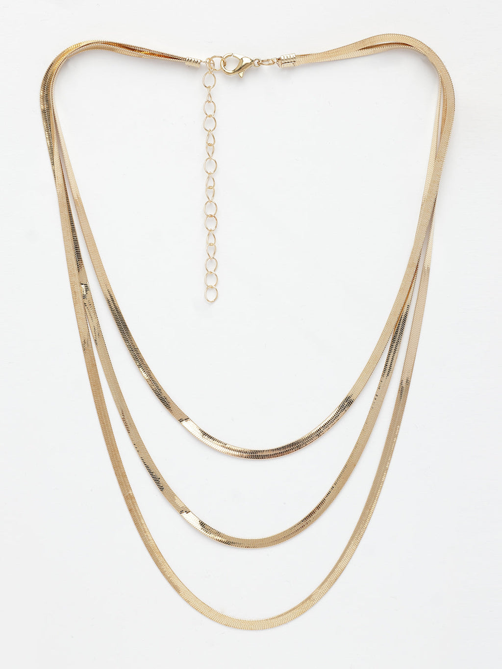 NVR Women's Gold-Polished Minimal Layered Chain | Grocsy