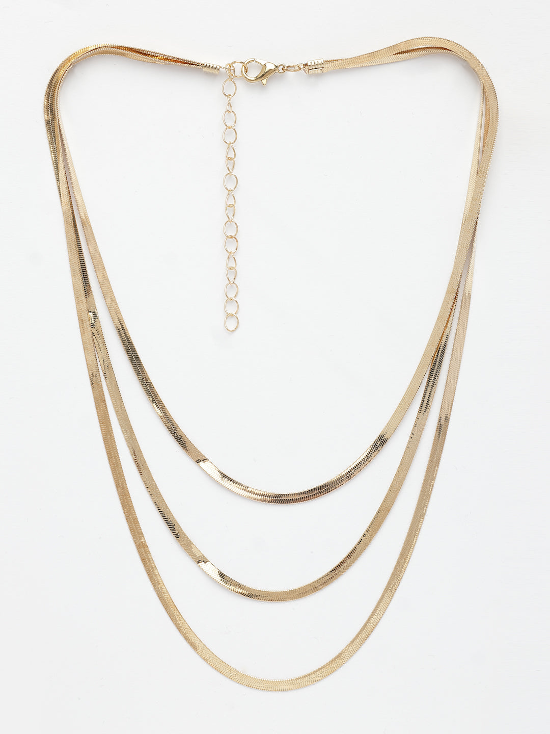 NVR Women's Gold-Polished Minimal Layered Chain | Grocsy