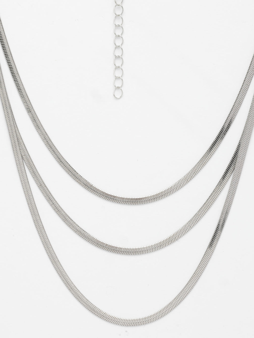 NVR Women's German Silver Plated Oxidised Minimal Layered Chain | Grocsy