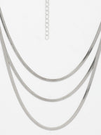 NVR Women's German Silver Plated Oxidised Minimal Layered Chain | Grocsy