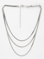 NVR Women's German Silver Plated Oxidised Minimal Layered Chain | Grocsy