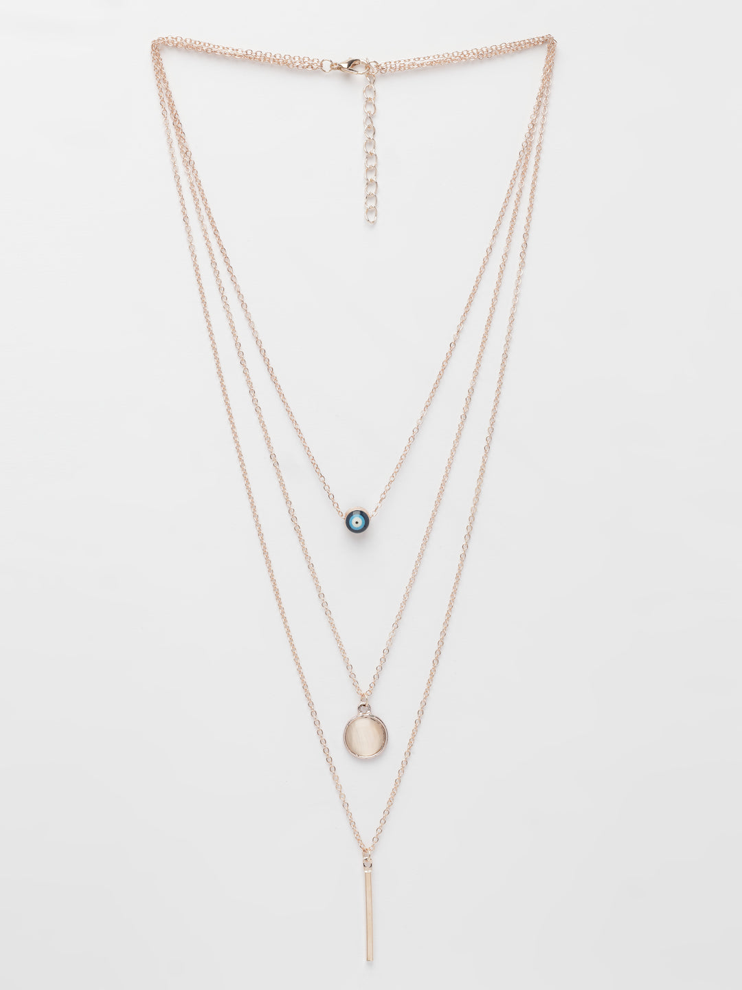 NVR Women's Rose Gold-Polished Evil Eye Layered Chain | Grocsy