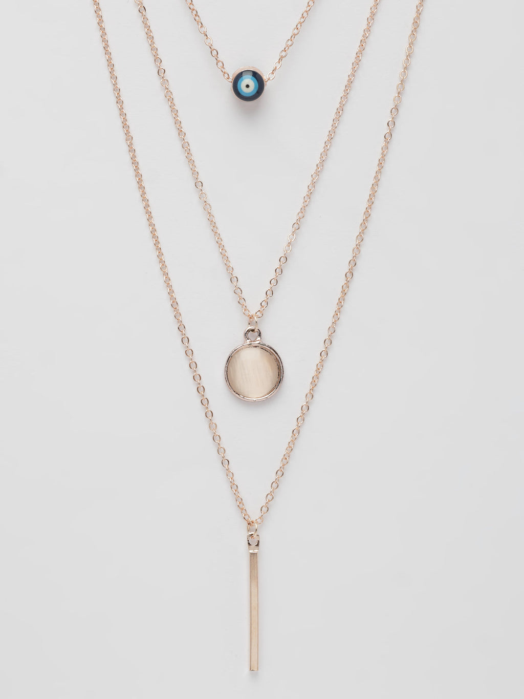 NVR Women's Rose Gold-Polished Evil Eye Layered Chain | Grocsy