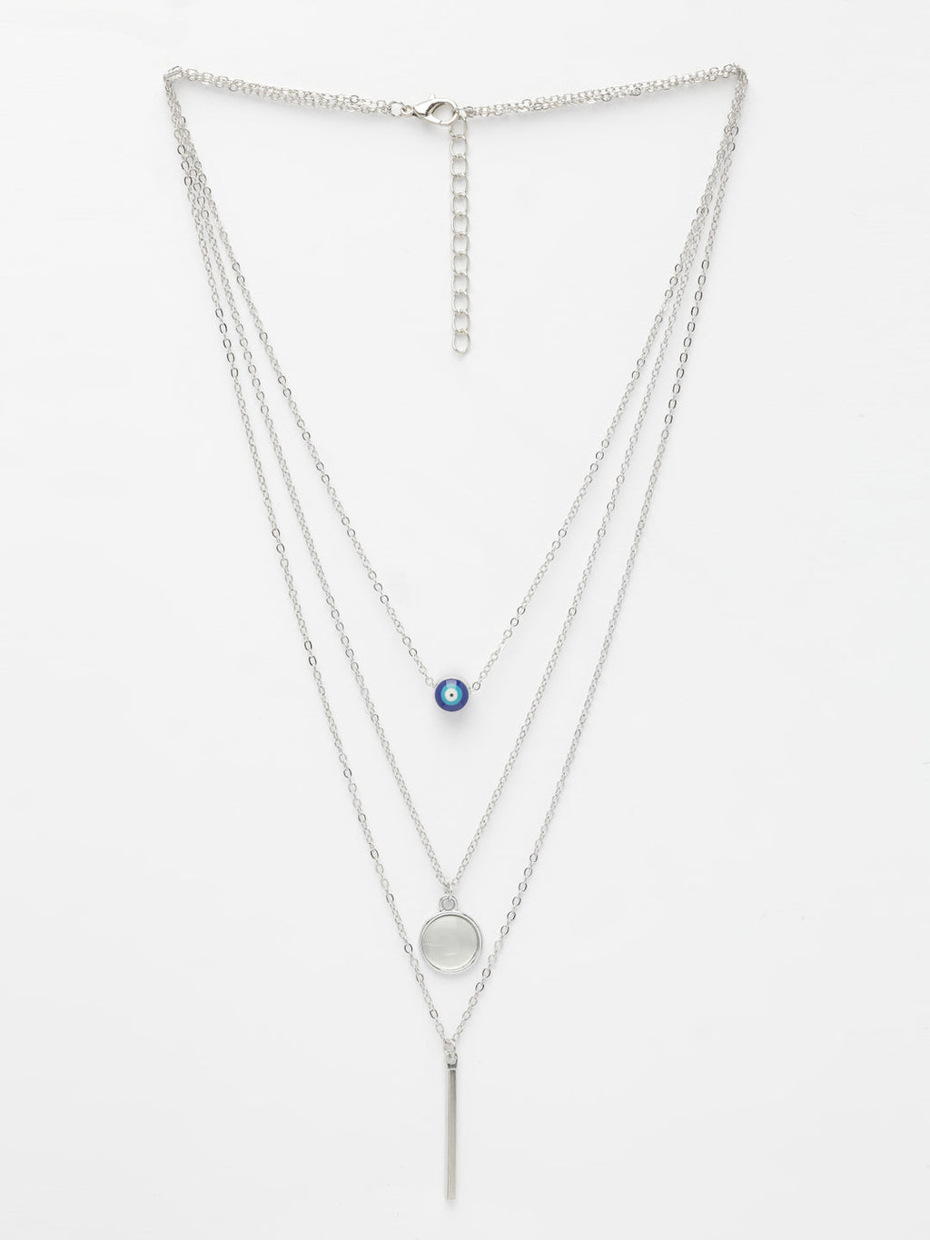 NVR Women's Silver-Plated Evil Eye Layered Chain | Grocsy