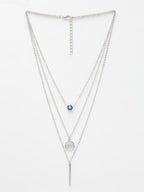 NVR Women's Silver-Plated Evil Eye Layered Chain | Grocsy
