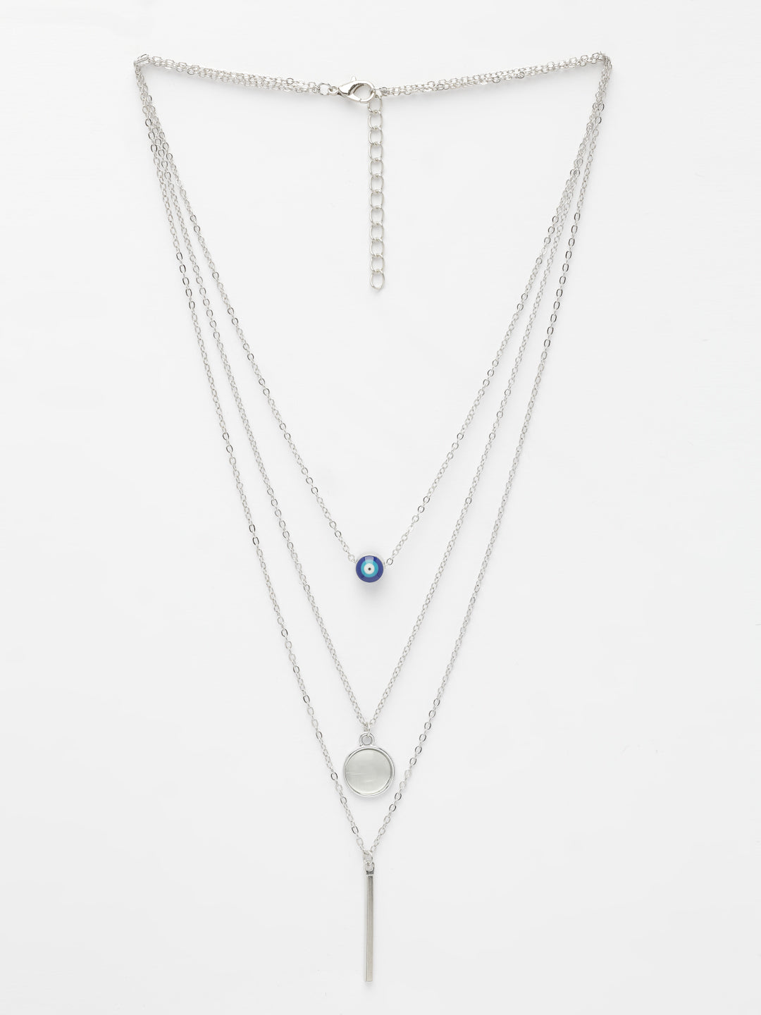 NVR Women's Silver-Plated Evil Eye Layered Chain | Grocsy