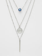 NVR Women's Silver-Plated Evil Eye Layered Chain | Grocsy