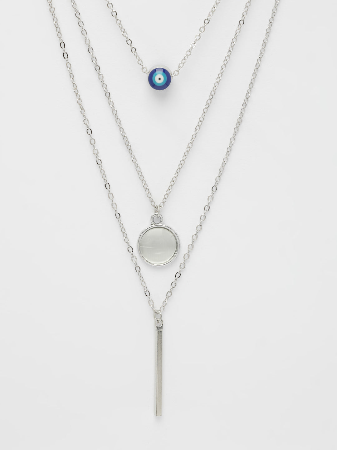 NVR Women's Silver-Plated Evil Eye Layered Chain | Grocsy