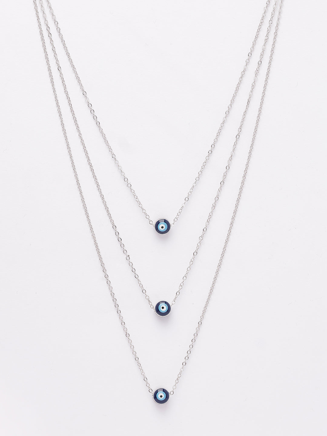 NVR Women's Silver-Plated Evil Eye Layered Chain | Grocsy