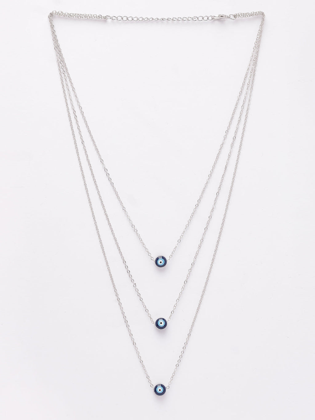 NVR Women's Silver-Plated Evil Eye Layered Chain | Grocsy